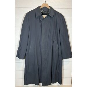 London Fog 40 Short Trench Coat Removable Liner Made In USA Black Vintage